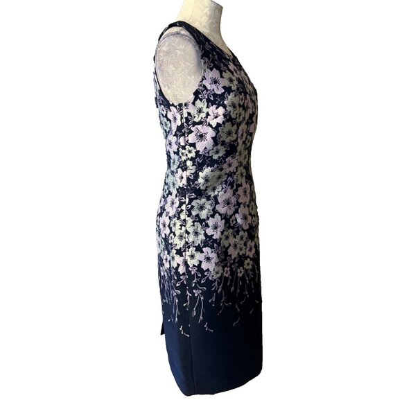 Talbots Sheath Dress 8 Blue Pink Gray Floral Sleeveless Career Church Party - Picture 6 of 9
